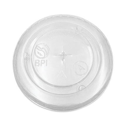 EarthChoice Compostable Cold Cup Lid with Straw Slot for A Cups, Fits 7 oz/9 oz/20 oz A Cups, Plastic, Clear, 1,020/Carton