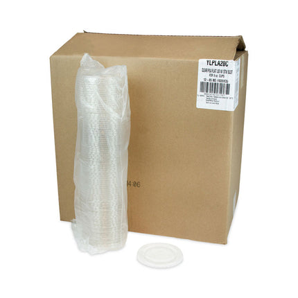 EarthChoice Compostable Cold Cup Lid with Straw Slot for A Cups, Fits 7 oz/9 oz/20 oz A Cups, Plastic, Clear, 1,020/Carton