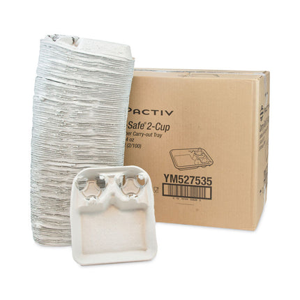 EarthChoice Carry-Safe Beverage Carrier, 8 oz to 24 oz, Two Cups + Food Tray, Natural, 200/Carton