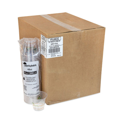 EarthChoice Compostable Cold Cup, 9 oz, Plastic, Clear/Printed, 975/Carton
