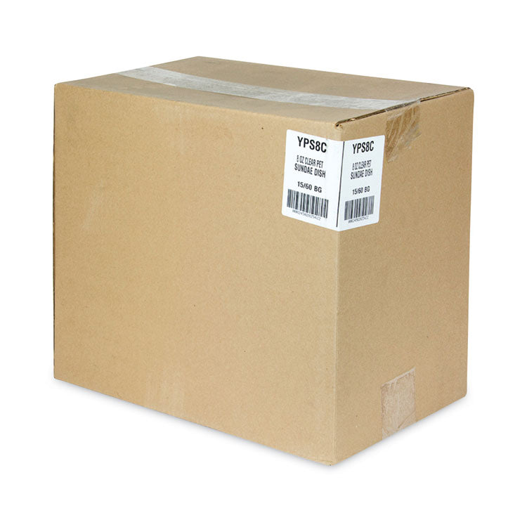 EarthChoice Recycled Clear Plastic Sundae Dish, 8 oz, 4" Diameter x 3" h, Clear, 60/Bag, 15 Bags/Carton