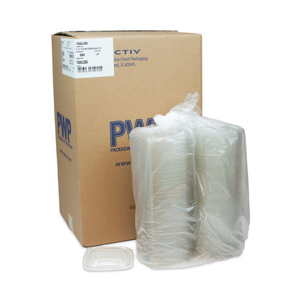 EarthChoice Recycled PET Container Lid, For 8 oz/12 oz/16 oz Container Bases, 5.5 x 5.5 x 0.38, Clear, Plastic, 504/Carton
