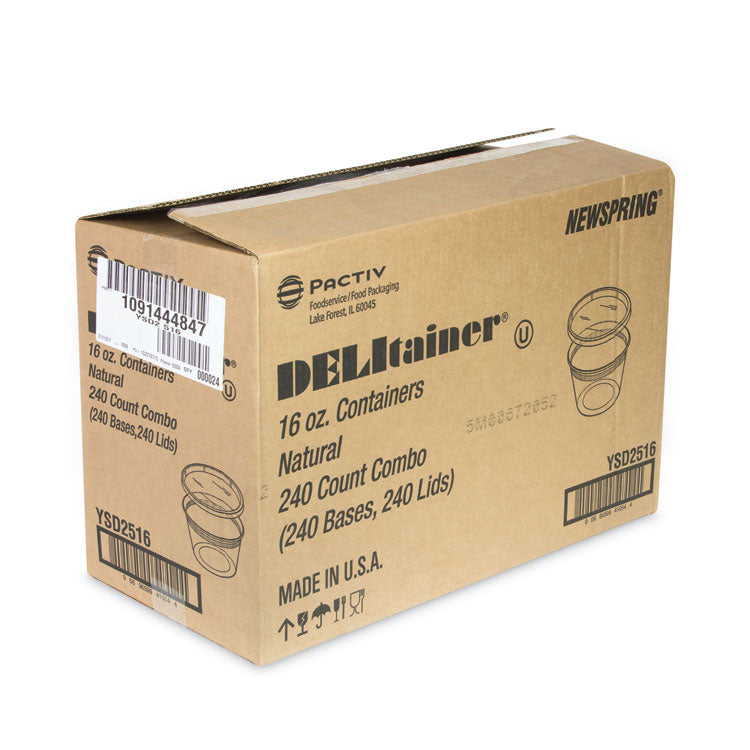 Newspring DELItainer Microwavable Container, 16 oz, 2 x 2 x 2, Clear, Plastic, 240/Carton