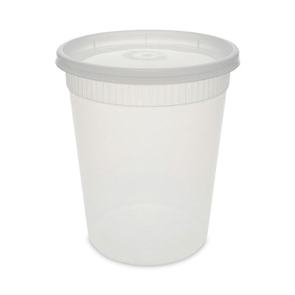 Newspring DELItainer Microwavable Container, 32 oz, 4.55" Diameter x 5.55" h, Clear, Plastic, 240/Carton