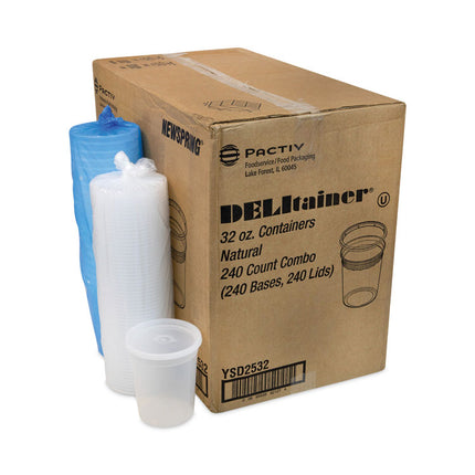 Newspring DELItainer Microwavable Container, 32 oz, 4.55" Diameter x 5.55" h, Clear, Plastic, 240/Carton