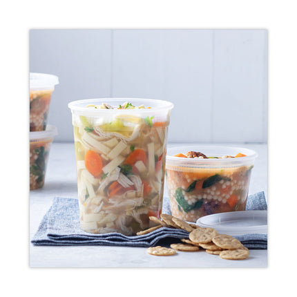 Newspring DELItainer Microwavable Container, 32 oz, 4.55" Diameter x 5.55" h, Clear, Plastic, 240/Carton