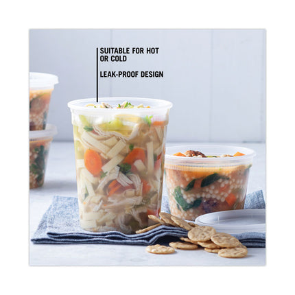 Newspring DELItainer Microwavable Container, 32 oz, 4.55" Diameter x 5.55" h, Clear, Plastic, 240/Carton