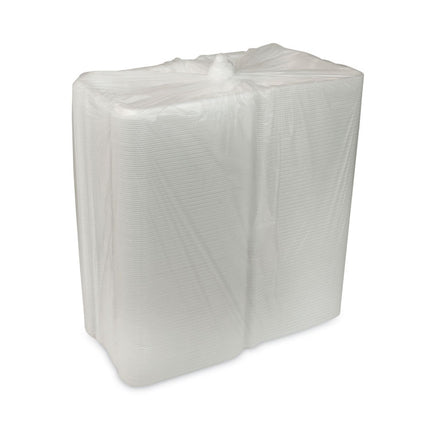 Vented Foam Hinged Lid Container, Dual Tab Lock, 3 Compartments, 9.13 x 9 x 3.25, White, 150/Carton