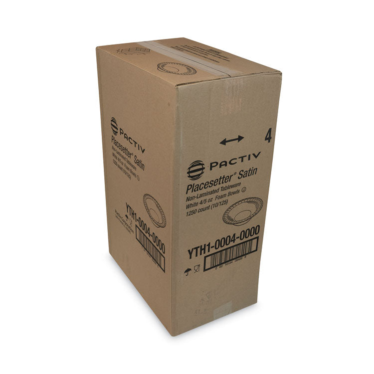 Placesetter Satin Non-Laminated Foam Dinnerware, Bowl, 5 oz, White, 1,250/Carton