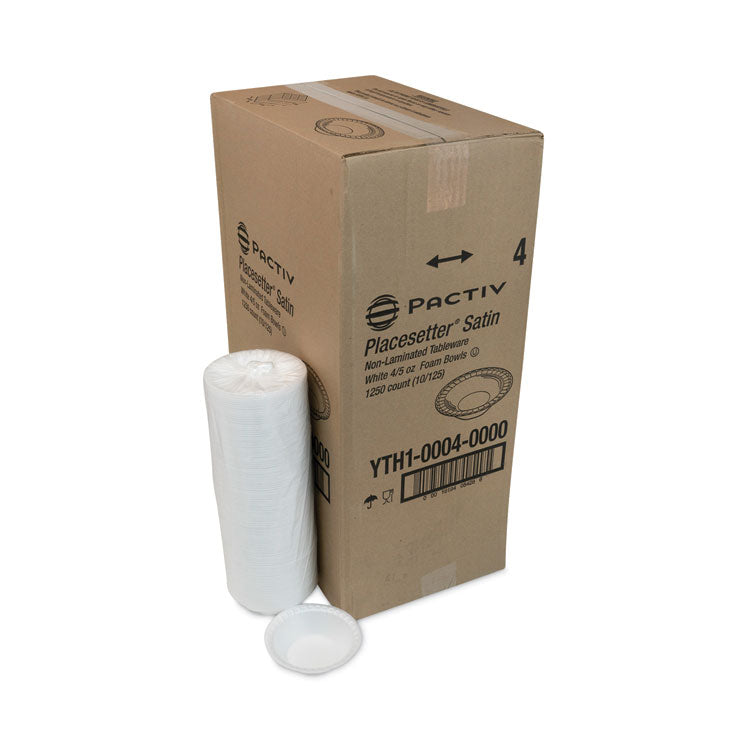 Placesetter Satin Non-Laminated Foam Dinnerware, Bowl, 5 oz, White, 1,250/Carton