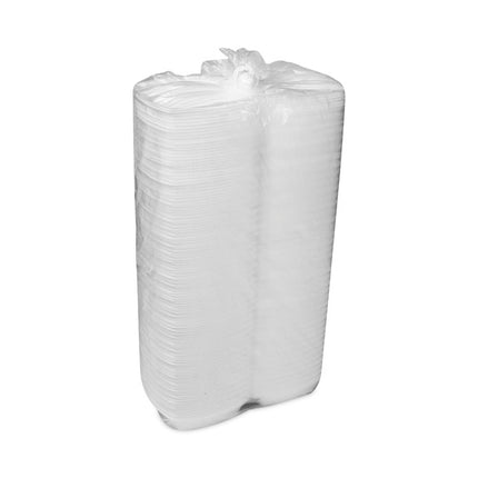 Foam Hinged Lid Container, Single Tab Lock, 6.38 x 6.38 x 3, White, 500/Carton