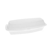 Foam Hinged Lid Container, Single Tab Lock Hot Dog, 7.25 x 3 x 2, White, 504/Carton