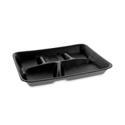 Foam School Trays, 5-Compartment Tray, 8.25 x 10.25 x 1, Black, 500/Carton