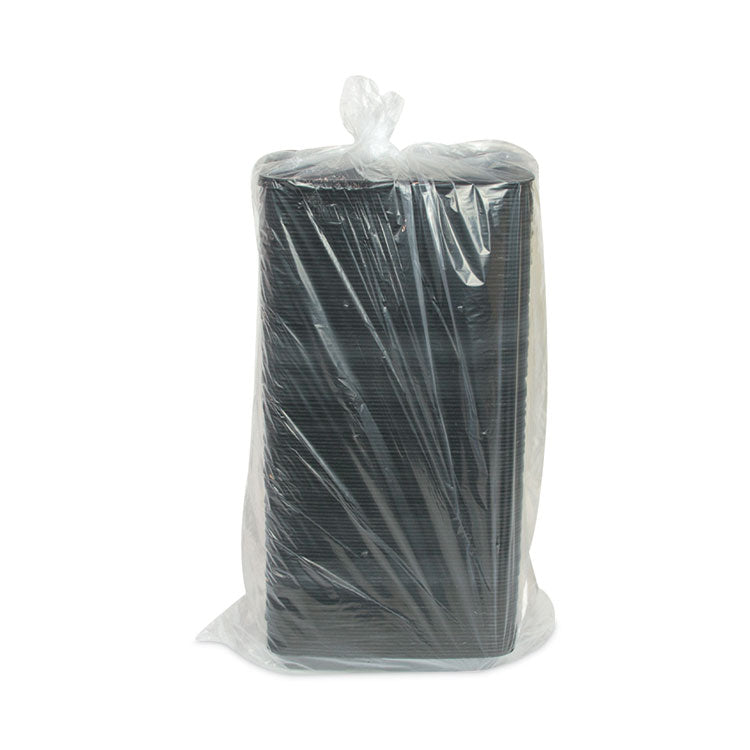 Foam School Trays, 5-Compartment Tray, 8.25 x 10.25 x 1, Black, 500/Carton