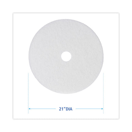 Polishing Floor Pads, 21" Diameter, White, 5/carton