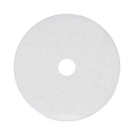 Polishing Floor Pads, 20" Diameter, White, 5/carton