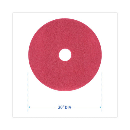 Buffing Floor Pads, 20" Diameter, Red, 5/carton