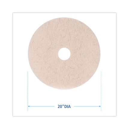 Natural Hog Hair Burnishing Floor Pads, 20" Diameter, Tan, 5/carton