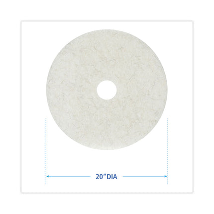 Natural Burnishing Floor Pads, 20" Diameter, White, 5/carton