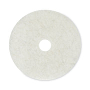 Natural Burnishing Floor Pads, 20" Diameter, White, 5/carton