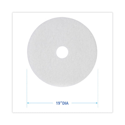 Polishing Floor Pads, 19" Diameter, White, 5/carton