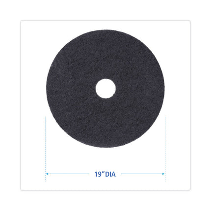 Stripping Floor Pads, 19" Diameter, Black, 5/carton