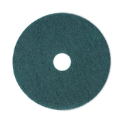 Heavy-Duty Scrubbing Floor Pads, 18" Diameter, Green, 5/carton