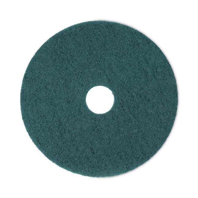 Heavy-Duty Scrubbing Floor Pads, 18" Diameter, Green, 5/carton