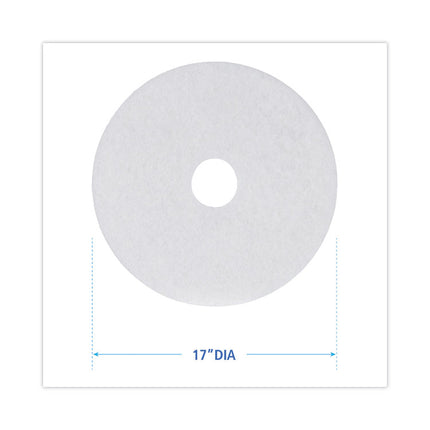 Polishing Floor Pads, 17" Diameter, White, 5/carton