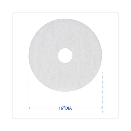 Polishing Floor Pads, 16" Diameter, White, 5/carton