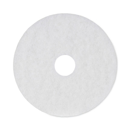 Polishing Floor Pads, 16" Diameter, White, 5/carton