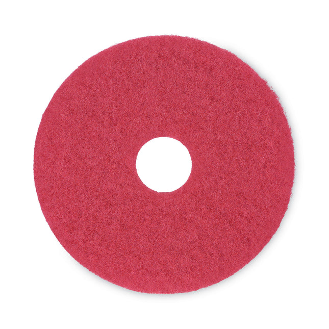 Buffing Floor Pads, 15" Diameter, Red, 5/carton