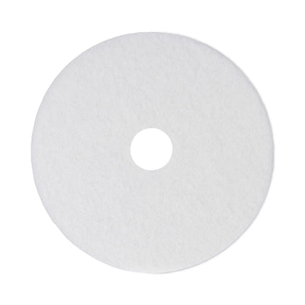 Polishing Floor Pads, 14" Diameter, White, 5/carton