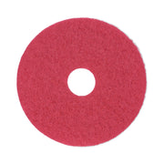 Buffing Floor Pads, 14" Diameter, Red, 5/carton
