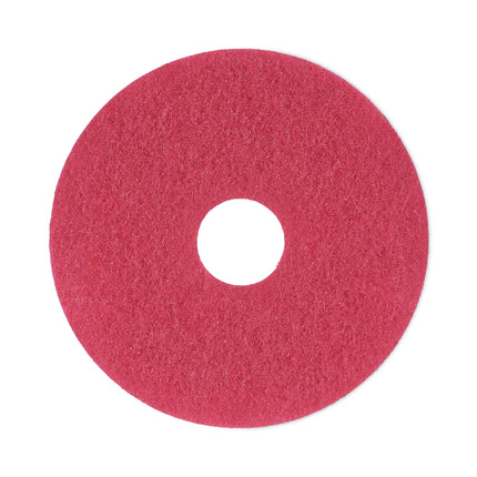 Buffing Floor Pads, 13" Diameter, Red, 5/carton