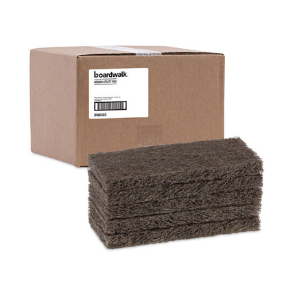 Heavy-Duty Scouring Pad, 4.63 x 10, Brown, 20/Carton