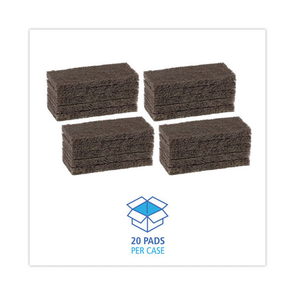 Heavy-Duty Scouring Pad, 4.63 x 10, Brown, 20/Carton