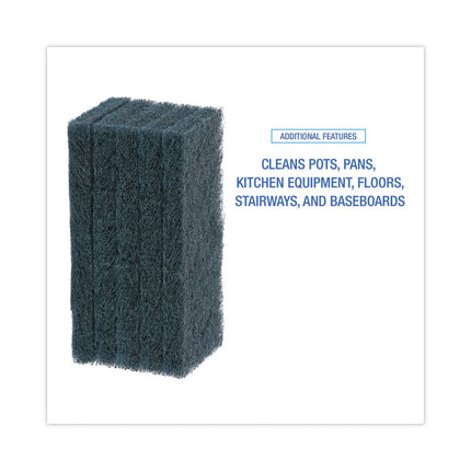 Medium-Duty Scouring Pad, 10 x 4.63, Blue, 20/Carton