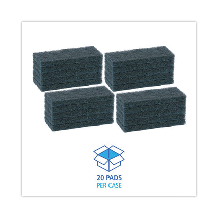 Medium-Duty Scouring Pad, 10 x 4.63, Blue, 20/Carton
