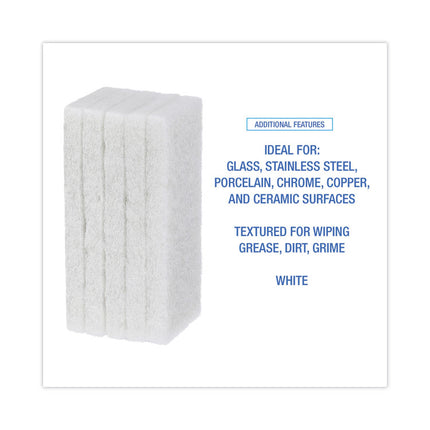 Light Duty Scouring Pad, 4.63 x 10, White, 20/Carton