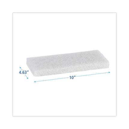 Light Duty Scouring Pad, 4.63 x 10, White, 20/Carton