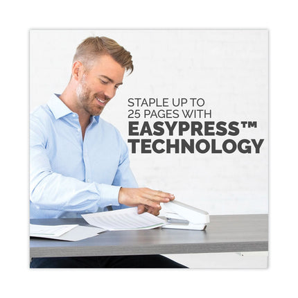 LX850 EasyPress Full Strip Stapler with Antimicrobial Protection, 25-Sheet Capacity, White