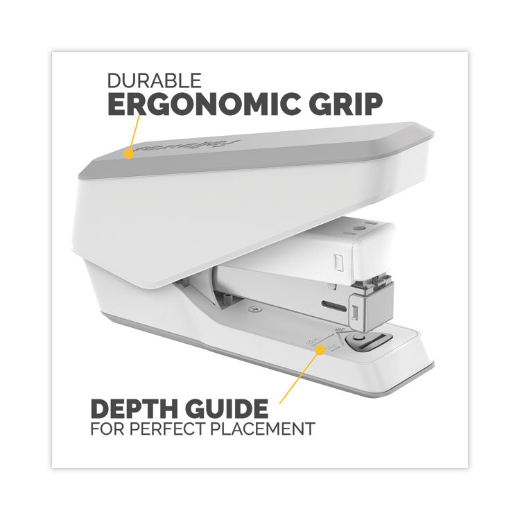 LX840 EasyPress Half Strip Stapler with Antimicrobial Protection, 25-Sheet Capacity, White