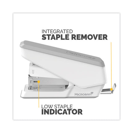 LX840 EasyPress Half Strip Stapler with Antimicrobial Protection, 25-Sheet Capacity, White