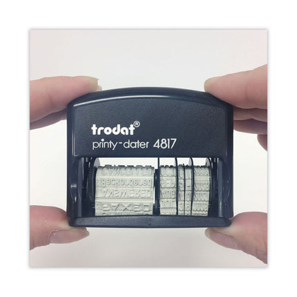 Printy Economy 12-Message Date Stamp, Self-Inking, 2" x 0.38", Black