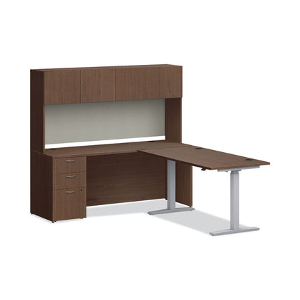 Mod Desk Hutch, 3 Compartments, 72w x 14d x 39.75h, Sepia Walnut