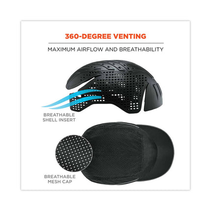 Skullerz 8965 Lightweight Bump Cap Hat with LED Lighting, Long Brim, Black