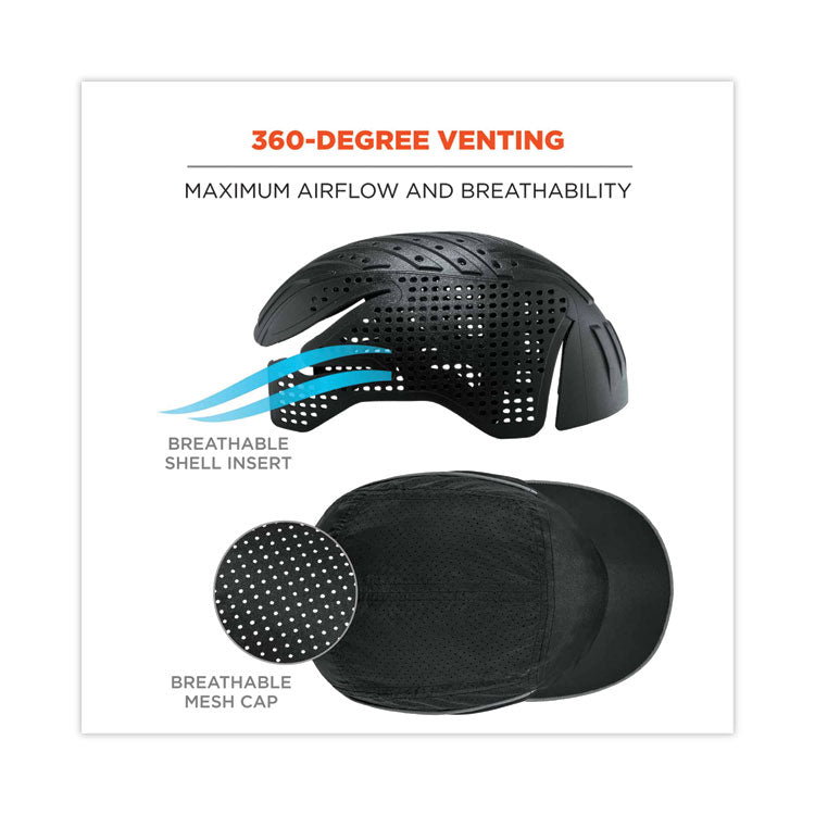 Skullerz 8965 Lightweight Bump Cap Hat with LED Lighting, Long Brim, Black