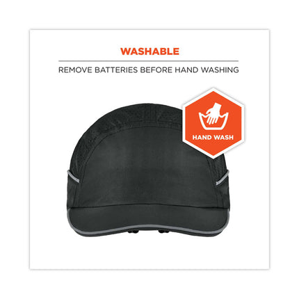 Skullerz 8965 Lightweight Bump Cap Hat with LED Lighting, Short Brim, Black
