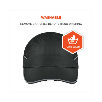 Skullerz 8965 Lightweight Bump Cap Hat with LED Lighting, Long Brim, Black